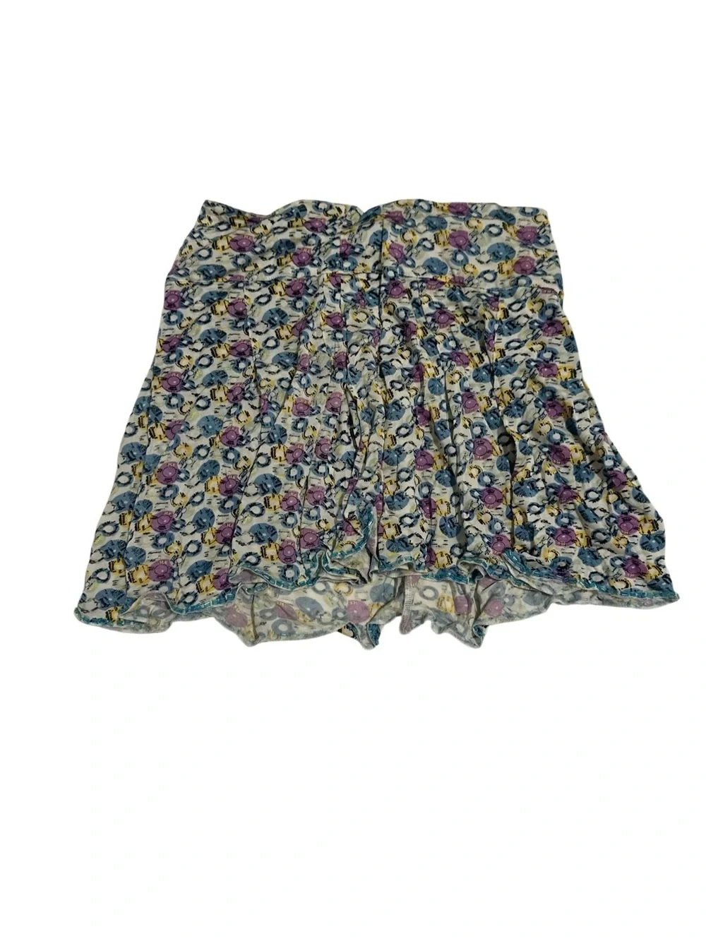 Floral Tiered Women’s Shorts - Cream with Blue & Purple Floral